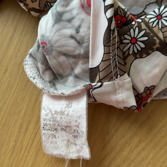 Vintage Italian Brown Floral Slinky Ring Front Top (S) - Picture 5 of 5